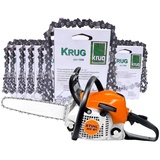 Fritz Krug Benzin-Kettensäge Set: Stihl MS 182 Motorsäge + 50 Profi C Sägeketten (30 cm)