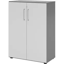 bümö Aktenschrank abschließbar, Büroschrank Holz 80cm breit in Graphit/Grau - abschließbarer Schrank mit Aktenregal für's Büro & Arbeitszimmer, Büro