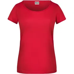 Damen T-Shirt Rollsaum - Farbe rot - Größe L