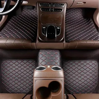 ZHMWT 5 Stück Leder Auto Fußmatten für Mercedes Benz CLE-Klasse AMG CLE53 2023 2024 2025 wasserdichte rutschfeste Fußpolster Schutz Teppich Innenzubehör,Black+Red