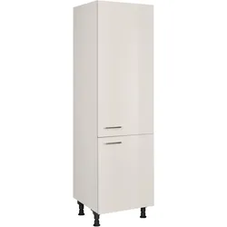 Kühlmodul NOBILIA ""Flash", für ein Kühl- und Gefrierschrank, Ausrichtung wählbar", grau (front: lacklaminat seidengrau hochglanz, korpus: seidengrau), B:60cm H:216,6cm T:58,3cm, Schränke, vormontiert, Ausrichtung wählbar, Breite/Höhe: 60/216,6 cm