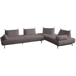 KAWOLA Ecksofa CANE Schlafsofa Daybed mit 2 Armlehnkissen Stoff lila