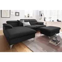 Cotta Polstergarnitur »Caluso«, (2 tlg.), Set: bestehend aus Ecksofa, Hocker, Ecksofa inkl. Kopfteilverstellung schwarz