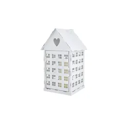 Laterne  Haus , weiß , Metall , Maße (cm): B: 18,5 H: 32 T: 18