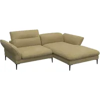 Ecksofa FLEXLUX "Salino, Funktionssofa mit Recamiere, Relaxsofa, Ecksofa" Sofas Gr. B/H/T: 245 cm x 88 cm x 182 cm, Boucle, Recamiere rechts, gelb (mustard yellow) Ecksofas Sofa mit Arm- und Kopfteil-Verstellungen, Kaltschaum & Stahl-Wellen