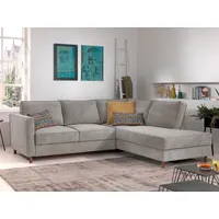 best mobilier Jake Ecksofa mit schlaffunktion - 5-sitzer - aus samt - rechts hellgrau