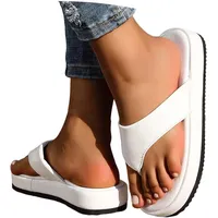 Sommer 2026 Trend Modische Plateau-Sandalen für Damen Bequeme Zehensteg-Sandalen mit Weicher Sohle Vielseitige Strandschuhe Ideal für Drinnen Draußen (White, 43) - 43 EU