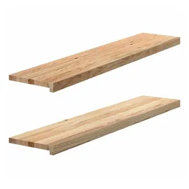 vidaXL Fensterbänke 2 Stk. Unbehandelt 120x30x2 cm Massivholz Eiche