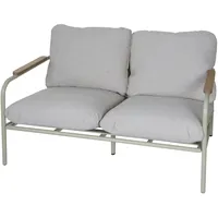 Mendler Aluminium-Gartenbank HWC-O11, Outdoor 2-Sitzer Sitzbank Sofa, Olefin Stoff