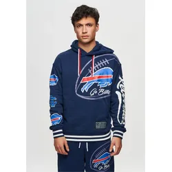 Kapuzensweatshirt RECOVERED "NFL Bills Go Bills", Herren, Gr. M, blau, 100% Baumwolle, bedruckt, casual, normal, ohne Ausschnitt, Langarm, Sweatshirts, für Buffalo Bills-Fans