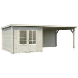 PALMAKO Blockbohlenhaus »Ella«, Holz, BxHxT: 614 x 214 x 300 cm (Außenmaße inkl. Dachüberstand) - braun
