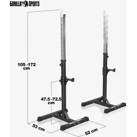 Gorilla Sports Squat Rack Hantelständer Schwarz 105–172 cm
