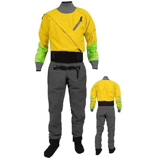 Trockenanzug Für Herren, Kajak, Leicht, 3-Lagig, Wasserdicht, Zum Paddeln, Angeln, Bootfahren, Kanufahren, Rafting, Tourengehen, Segeln,Yellow-M