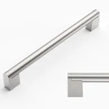 Amerdeco 10 Stück Möbelgriffe Edelstahl Gebürsteter Nickel Schrankgriffe Küchengriffe 192mm Lochabstand Schubladen Griffe Schubladengriffe Griffe für Küchenschränke Kleiderschrank UK0038