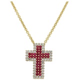 JuwelmaLux Kreuzanhänger JuwelmaLux Anhänger 333/000 (8 Karat) Gold Kreuz mit Zirkonia und synt (1-tlg) rot