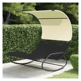 furnicato Doppelliege Doppel-Schaukelliege mit Sonnendach Schwarz und Creme, 1 St. schwarz