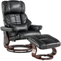 MCombo Massagesessel 9068 Kunstleder 86 x 110 x 86 cm Schwarz mit Hocker