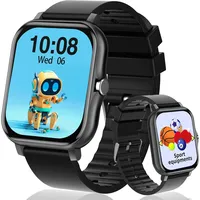 kaacly Smartwatch Kinder für Mädchen Jungen Geschenk mit 1,57 Zoll DIY Gesicht Lernen Karten Musik Gutenachtgeschichten, Smart Watch Geburtstag Geschenke für Kinder 4 5 6 7 8+ (Schwarz)