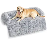 Feandrea FluffyHug Hundebett Plüsch, Hundedecke Sofa, Sofaschutz Hund, Hundekissen, Größe XXL, für große Hunde, 122 x 95 x 18 cm, Ombré-Grau PGW224G01