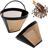 Dtekgaz - Stück Permanent-kaffeefilter, Edelstahl-kegelfilter Nr. 4, 100 Mesh, Wiederverwendbarer Kaffeefilter Zum Filtern Von Kaffee Und Tee