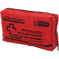 Leina-Werke 11052 KFZ-Verbandtasche Compact Ecoline mit Warnweste und Klett, Rot/Schwarz