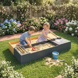 aiyaplay Sandkasten mit Sitzbank und Herd Gelb