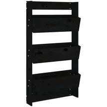vidaXL Wand-Pflanzkübel 3 Fächer 60x18,5x110 cm Schwarz Kiefernholz