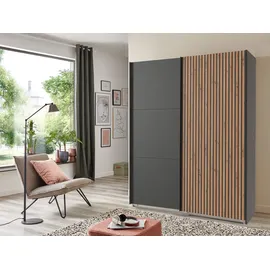 WIMEX Schwebetürenschrank »Andorra by fresh to go«, Mit 3D-Leisten für Akustikpaneel-Optik schwarz