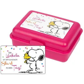 SNOOPY The Peanuts Brotdose Snoopy Collection - Ein Lächeln ist der schönste Start in den Tag Lunchbox Butterbrotdose mit Trennwand Pink