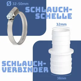 Villkin Schlauchverbinder 32 mm x 38 mm weiß