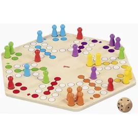 GoKi Spielesammlung Ludo für bis zu 6 Spieler, beidseitig bedruckt, gesellschaftsspiel,strategiespiel,würfelspiel,kinderspiel, Klassischer Spielspaß für die ganze Familie bunt
