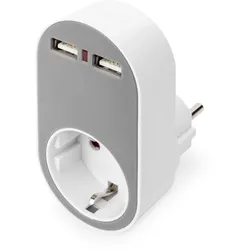 ASSMANN DIGITUS Universal Steckdosenadapter mit 2 x USB-A