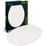 SANITOP-WINGENROTH WC-Sitz Siena, Weiß, antibakterieller Duroplast Toilettensitz, Edelstahl-Scharniere, Schnellbefestigung Fast-Fix, Toilettendeckel, universale O Form, Klodeckel & Klobrille Weiß 21502 2