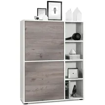 Vladon Highboard 79 x 105,5 x 35,5 cm Weiß matt/Eiche