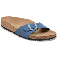 BIRKENSTOCK W Madrid Syn Schmal Blau - Klassische komfortable Damen Einriemen Sandale, Größe EU 39 - Farbe Soft Birki Ve - 39 EU