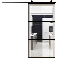Arredo Stock Schiebetür aus schwarzem Aluminium und Glas (Klarglas)
