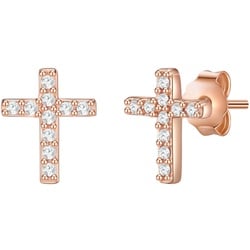 Glanzstücke München Ohrstecker Kreuz Sterling Silber Topas in Roségold Ohrringe   Damen