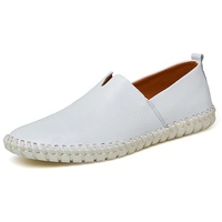 Einfarbige Lederschuhe Für Herren Business-Schuhe Aus Leder Mit Weicher Sohle Atmungsaktive Slipper,Farbe: Weiß,Größe:49