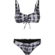 URBAN CLASSICS Lace Up Tie Dye Bikini Black / White S