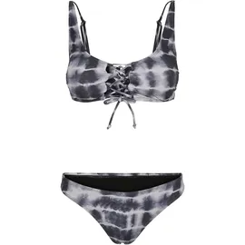 URBAN CLASSICS Lace Up Tie Dye Bikini Black / White S