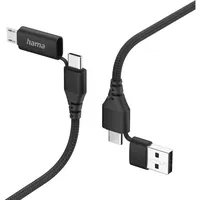 Hama 4in1 Multi-Ladekabel USB-C und USB-A - USB-C und Micro-USB 1.5m Schwarz