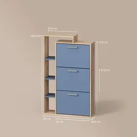 livinity® Ortello 80 x 128,3 x 24,2 cm 3 Schubladen / Blau