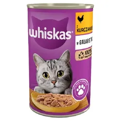 WHISKAS Adult 12x400 g - Nassfutter für adulte Katzen Huhn in Gelee