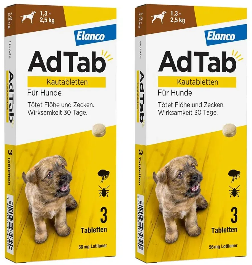 AdTab 56 Mg Kautabletten für Hunde 1,3-2,5 Kg