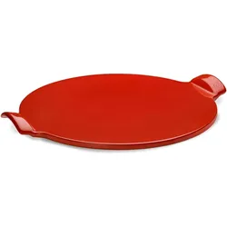 Pizzastein mit glattem Boden rund rot