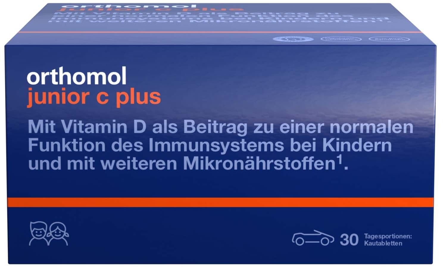 Orthomol junior C plus - mit Vitamin C als Beitrag zu einer normalen Funktion des Immunsystems - Waldfrucht-Geschmack - Kautabletten