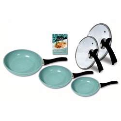 Starlyf® 3er Pfannenset Jade - Beschichtung - mit Glasdeckel Jade Pan Set