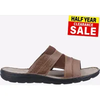 Hush Puppies Bogenschütze Herren Leder Slipper Sommer Alltag Strand Sandalen Tan