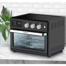 TURBO TRONIC TurboTronic digitaler Heißluftofen - XXL 32 Liter mit Drehspieß für Hähnchen 5 in1 Mini Backofen, Dörrer & Power Heißluftfritteuse Airfryer ab 25°C