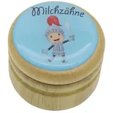 Gico Milchzahndose, Zahndose Milchzähne Bilderdose mit diversen Motiven aus Holz für Jungen und Mädchen mit Drehverschluss 44 mm (Ritter)